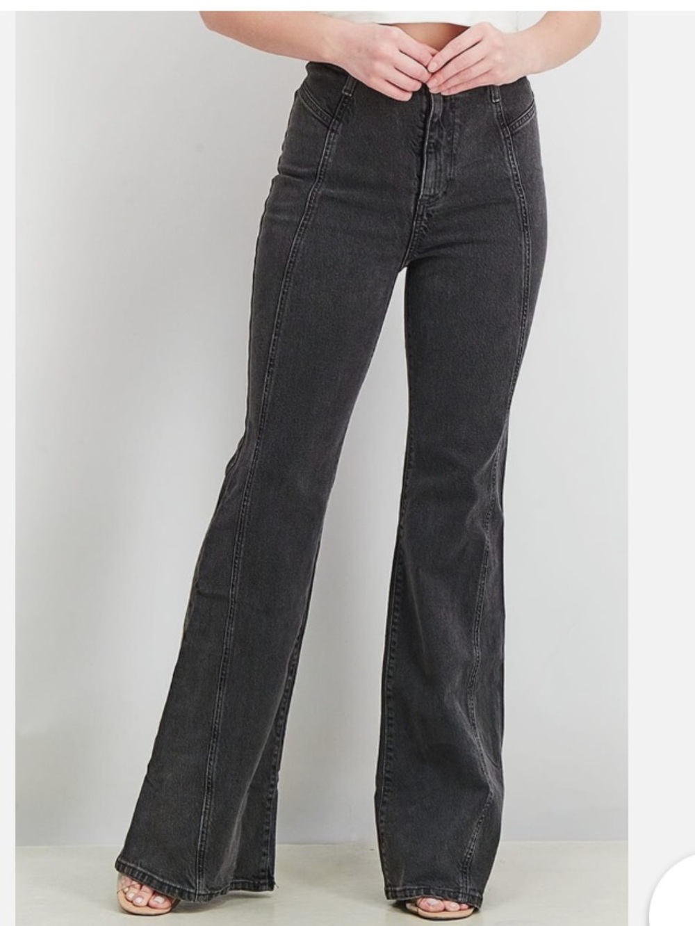 Free People Black Wash High-Rise Flare Jeans